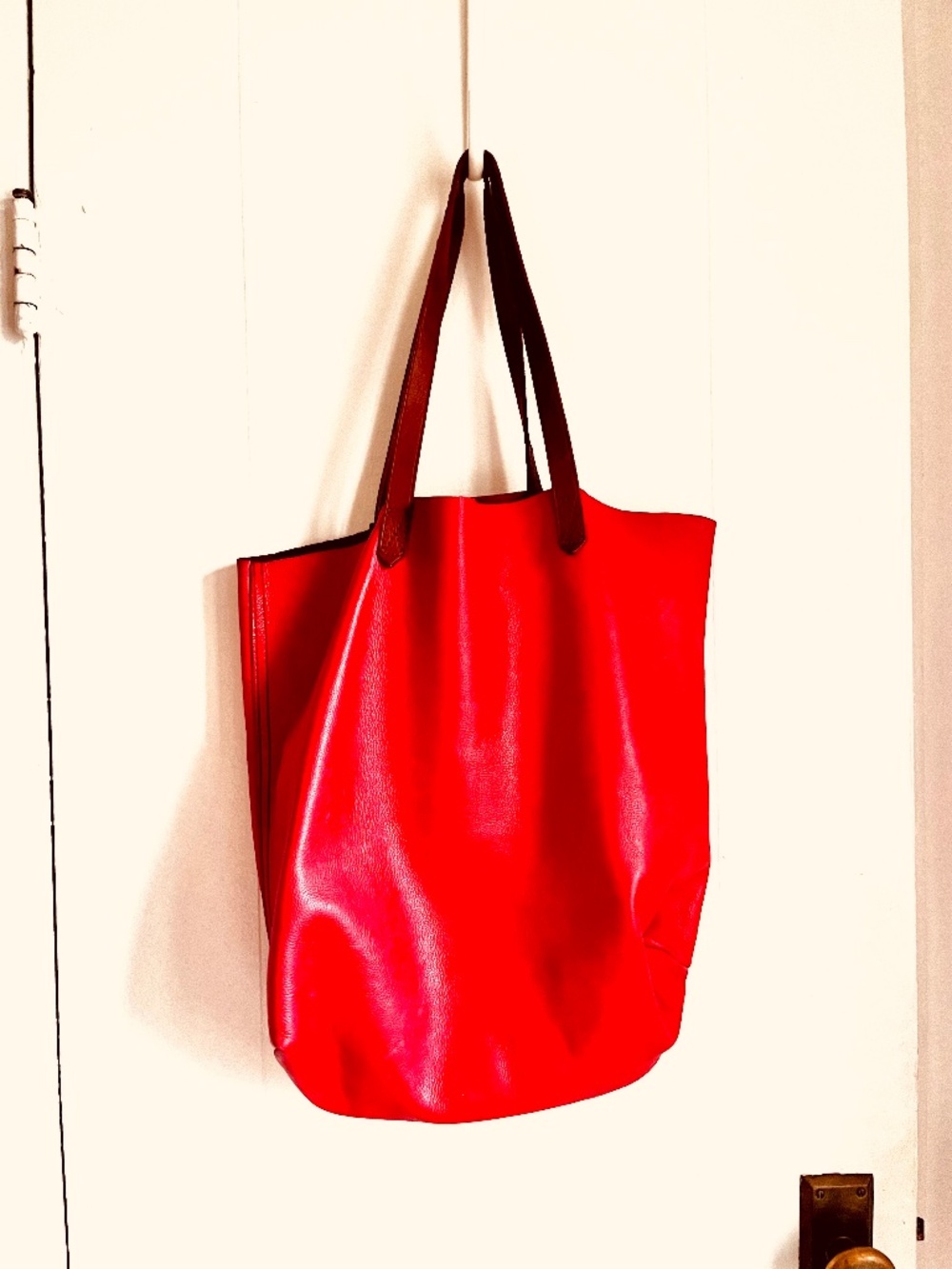 Madewell red leather tote